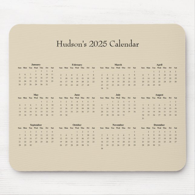 Customisable full year 2025 calendar mouse pad (Front)