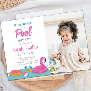 Customisable Fun Pool Party Invitations for Kids