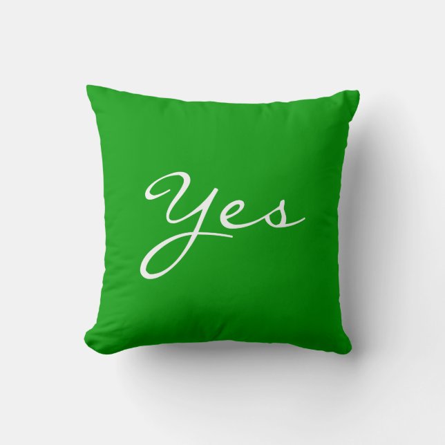 Customisable! Fun "YES / NO" Green & Red Pillow (Front)