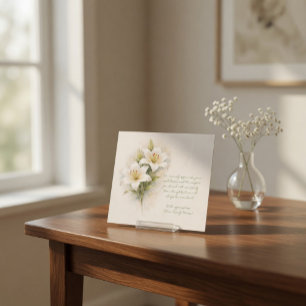 Customisable Funeral White Lily Thank You Card