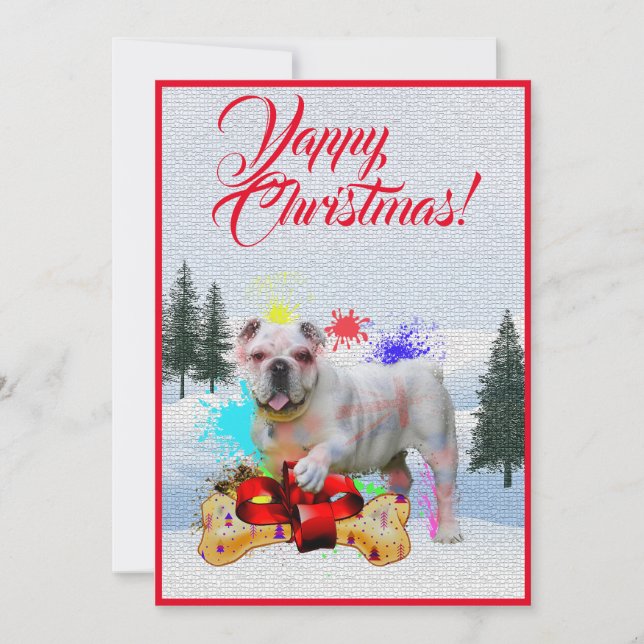 Customisable Funny British Bulldog Yappy Xmas Card (Front)