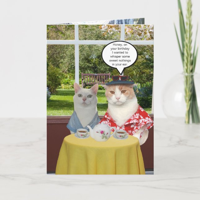 Customisable Funny Cat Birthday for Wife Card (Front)