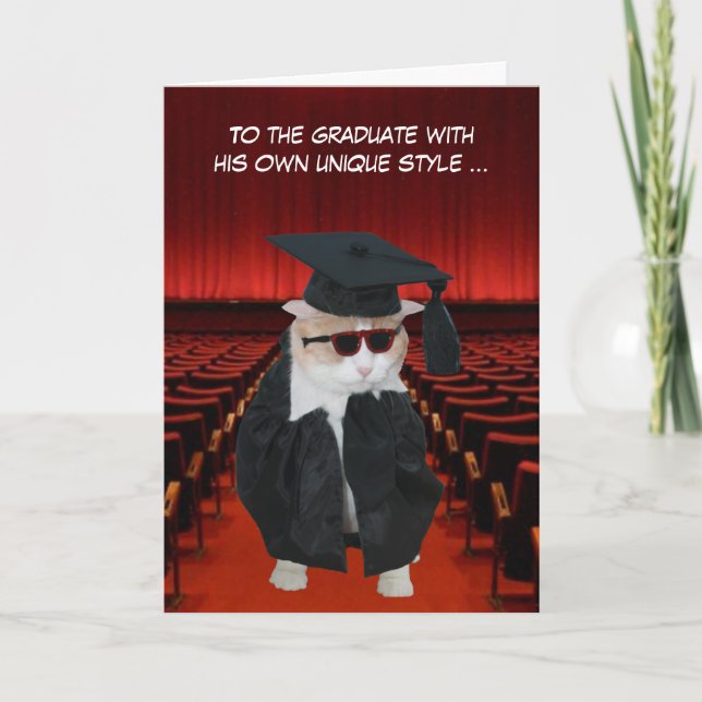 Customisable Funny Cat Graduate Card (Front)