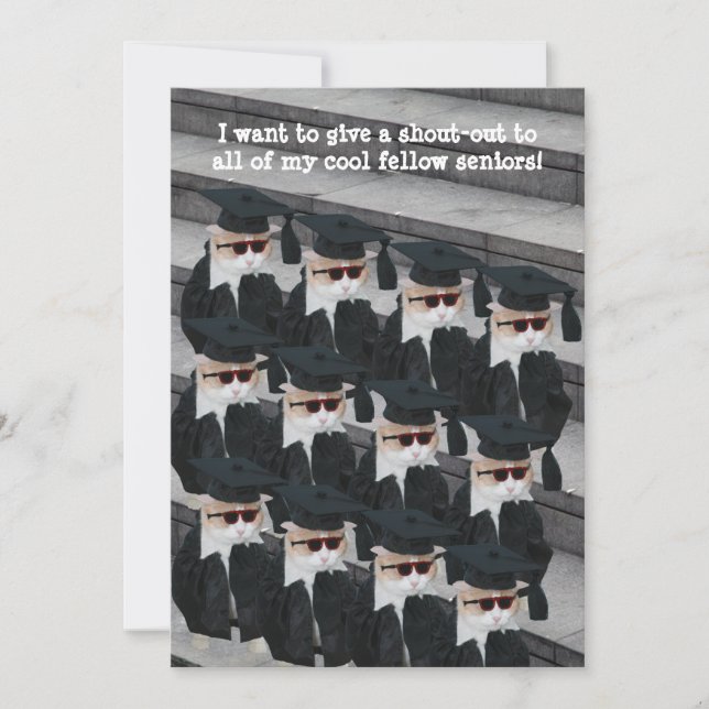 Customisable Funny Cat Graduation Party Invitation (Front)