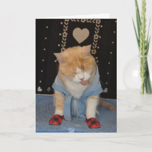Customisable Funny Cat in Bathrobe Get Well Card