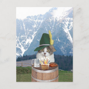 Customisable Funny Cat/Kitty Birthday Postcard