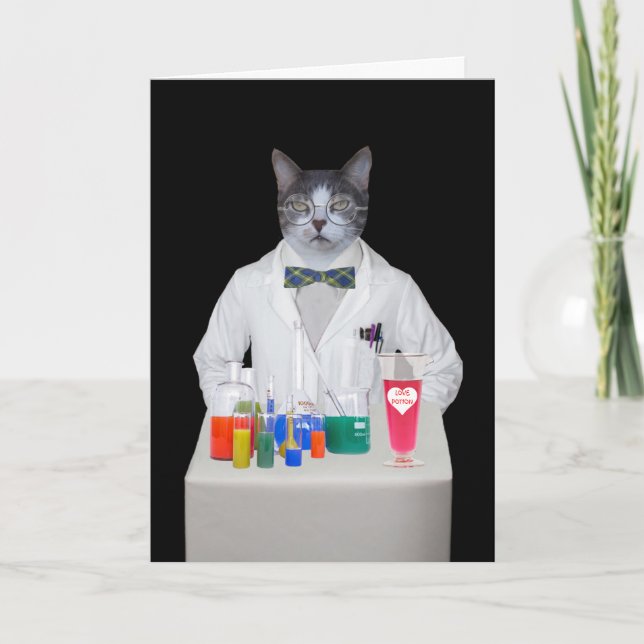 Customisable Funny Cat/Kitty DR. LOVE Holiday Card (Front)