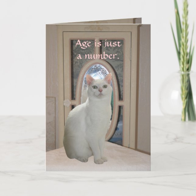Customisable Funny Cat Looking in Mirror Card (Front)