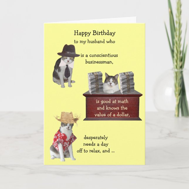 Customisable Funny Cat Male Birthday Card (Front)