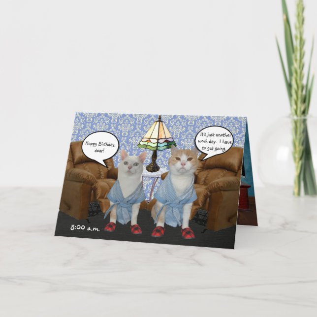 Customisable Funny Cats Husband Birthday Card (Front)