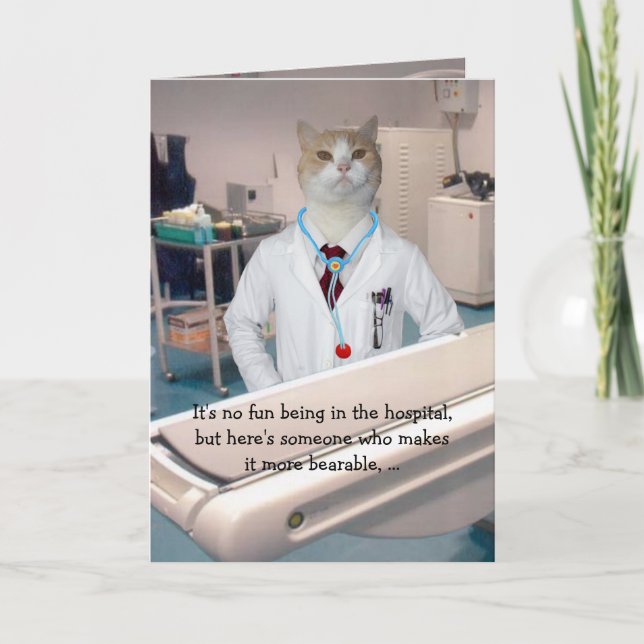 Customisable Funny Cats/Kitties Get Well Card (Front)