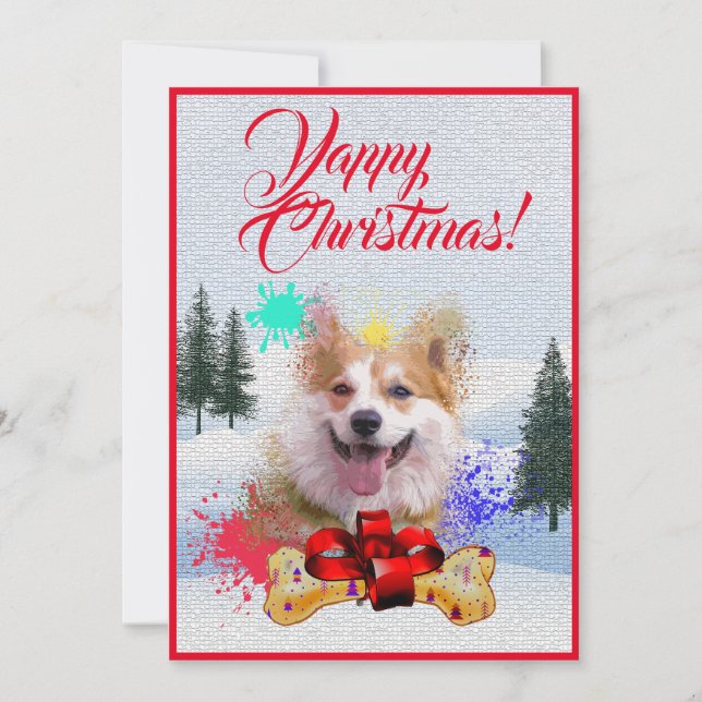 Customisable Funny Corgi Dog Yappy Xmas Card (Front)