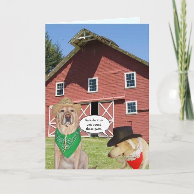 Customisable Funny Dogs We Miss You Card (Front)