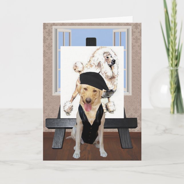 Customisable Funny French Birthday with Lab Card (Front)