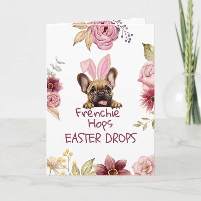 Customisable Funny Frenchie Easter Greeting Card (Front)