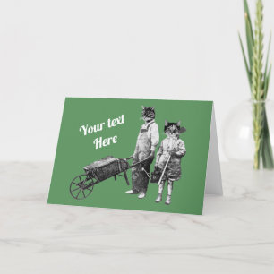 Customisable Funny Gardening Cats Card