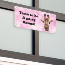 Customisable Funny giraffe party banner 