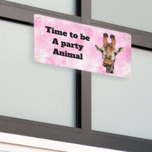 Customisable Funny giraffe party banner