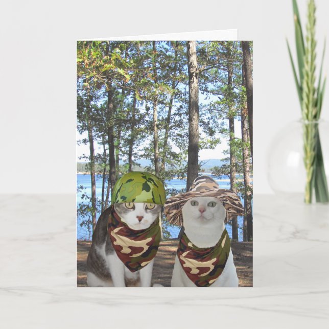 Customisable Funny Hunter Cats/Kitties Anniversary Card (Front)