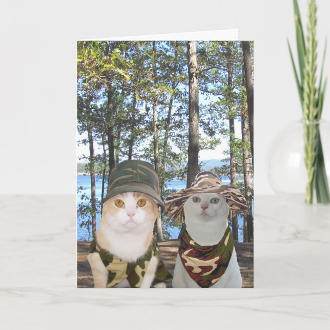 Customisable Funny Hunter Cats/Kitties Anniversary Card (Front)
