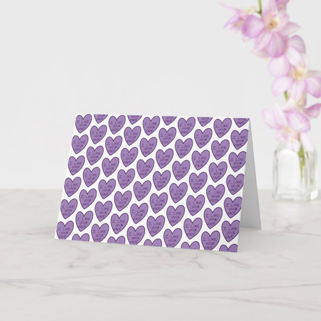 Customisable Funny I Like Your Face Candy Hearts Card (Orchid)