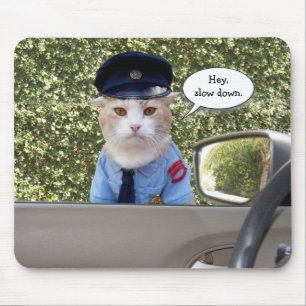 Customisable Funny Officer Cat Mouse Pad