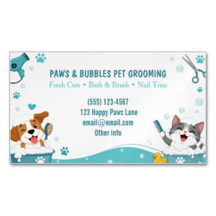 Customisable Funny Pet Grooming Magnetic Business Card