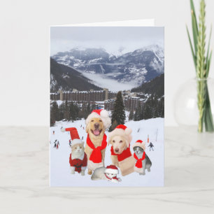 Customisable Funny Pets in Alps Holiday Card