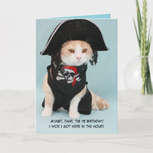 Customisable Funny Pirate Cat Card