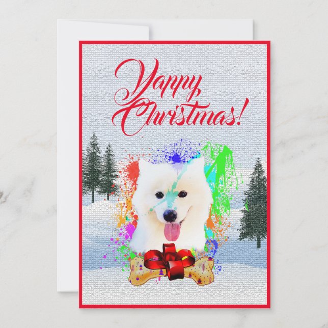 Customisable Funny Samoyed Dog Christmas Card (Front)
