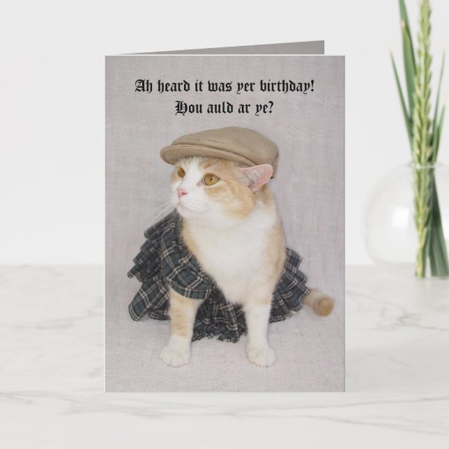 Customisable Funny Scottish Fold Scottish Birthday Card (Front)