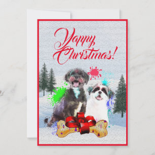 Customisable Funny Shih Tzu Dog Christmas Card