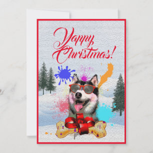 Customisable Funny Siberian Husky Christmas Card
