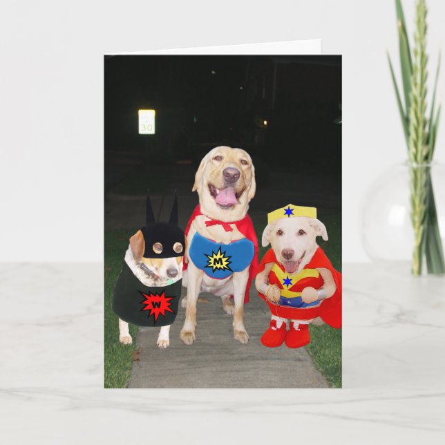 Customisable Funny Super Dogs/Lab Halloween Card (Front)