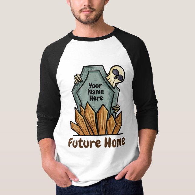Customisable funny tombstone with skull T-Shirt (Front)