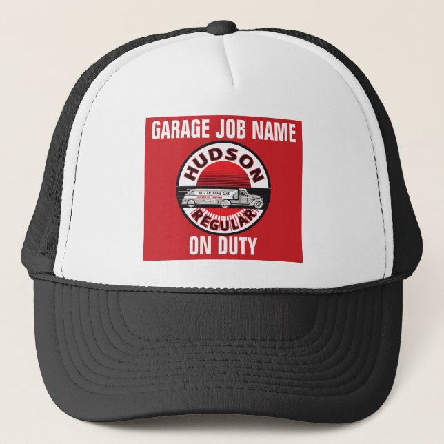Customisable Garage Job Name - Hudson Regular Trucker Hat (Front)