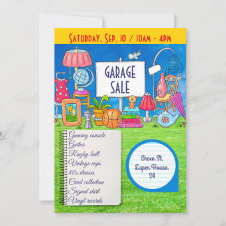 Customisable garage sale, yard sale invitation