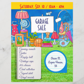 Customisable garage sale, yard sale invitation fly