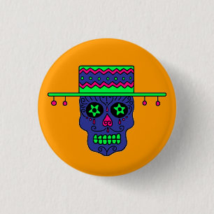 Customisable Gaucho Sugar Skull 3 Cm Round Badge