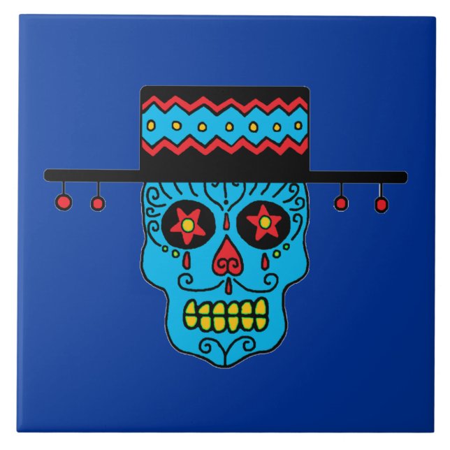 Customisable Gaucho Sugar Skull Tile (Front)