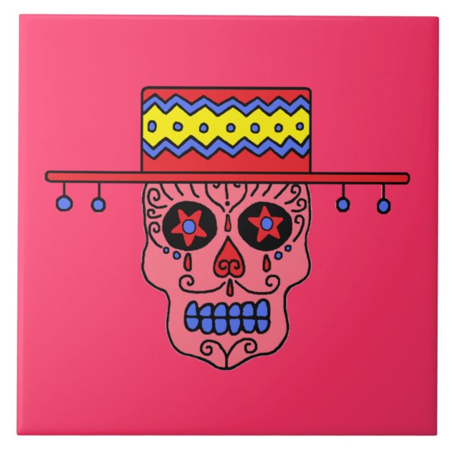 Customisable Gaucho Sugar Skull Tile (Front)