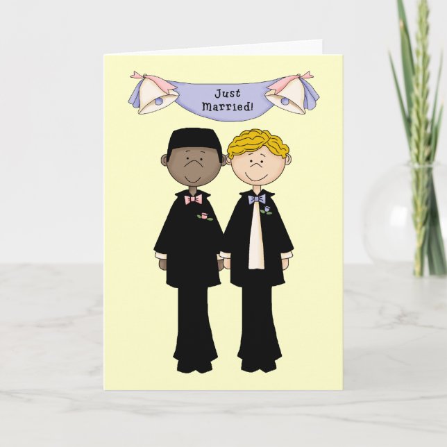 Customisable Gay Male Just Married Wedding Announcement (Front)