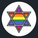 Customisable Gay Pride Rainbow Star of David Classic Round Sticker<br><div class="desc">Customisable Gay Pride Rainbow Star of David</div>