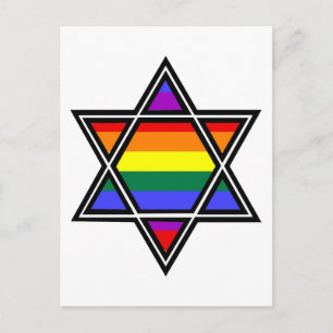 Customisable Gay Pride Rainbow Star of David Postcard