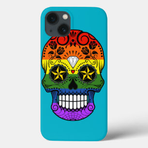 Customisable Gay Pride Rainbow Sugar Skull iPhone 13 Case