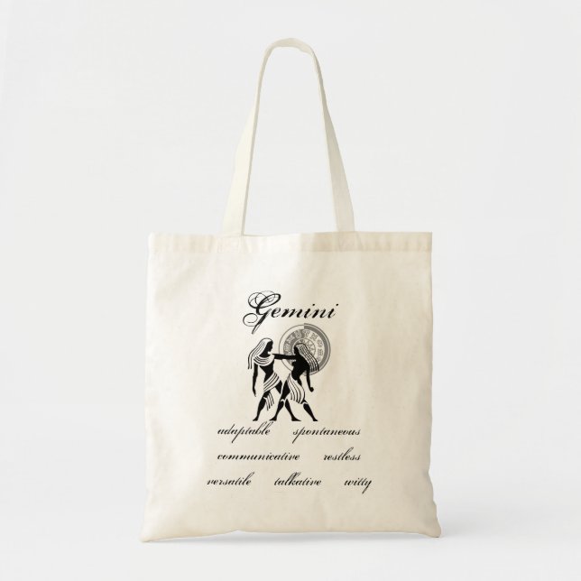Customisable Gemini traits Greek-style Zodiac Tote Bag (Front)
