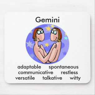 Customisable Gemini traits with Cute Cartoon Twins Mouse Pad
