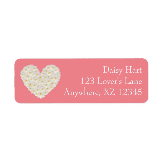 Customisable Gerber Daisy Heart Return Address Label (Front)