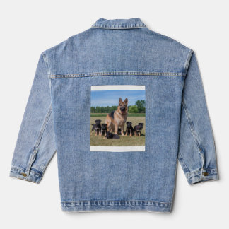 Customisable German Shepherd with Adorable Puppies Denim Jacket