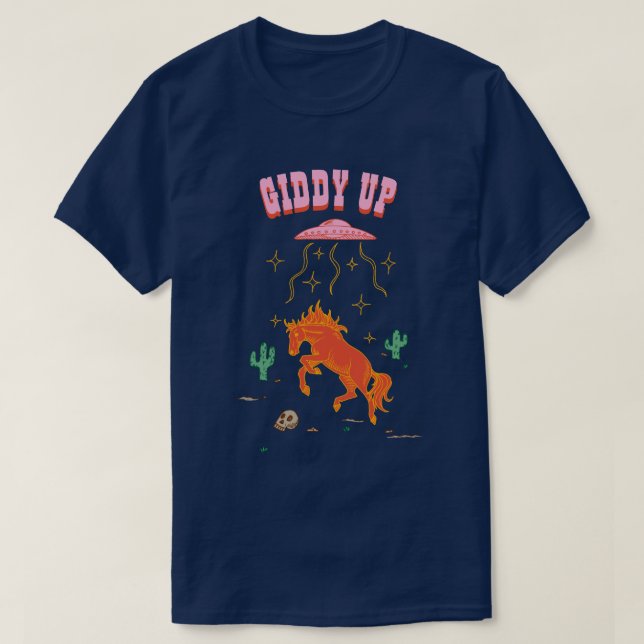 Customisable Giddy Up  Horse UFO  Abduction T-Shirt (Design Front)